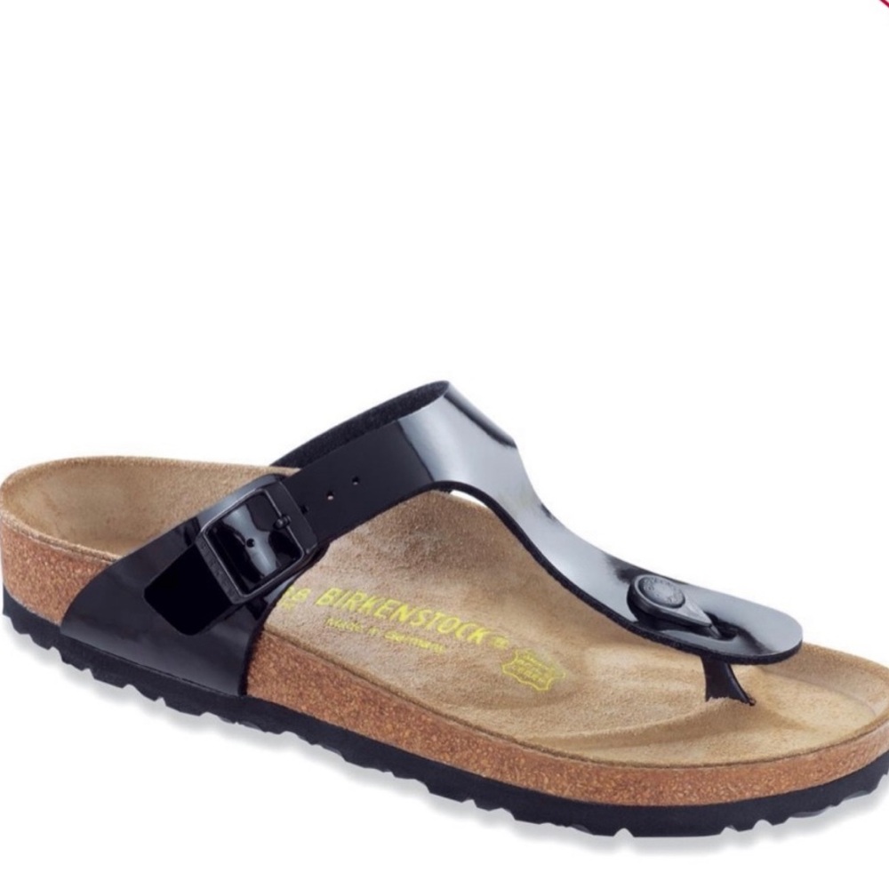 New Birkenstock black patent Gizeh size 39